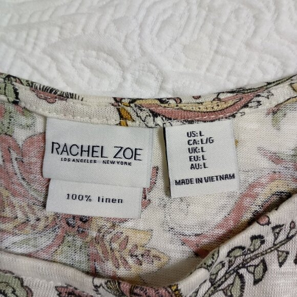 Rachel Zoe Womens Floral 100% Linen Blouse Top Size L Bohemia - Picture 2 of 8